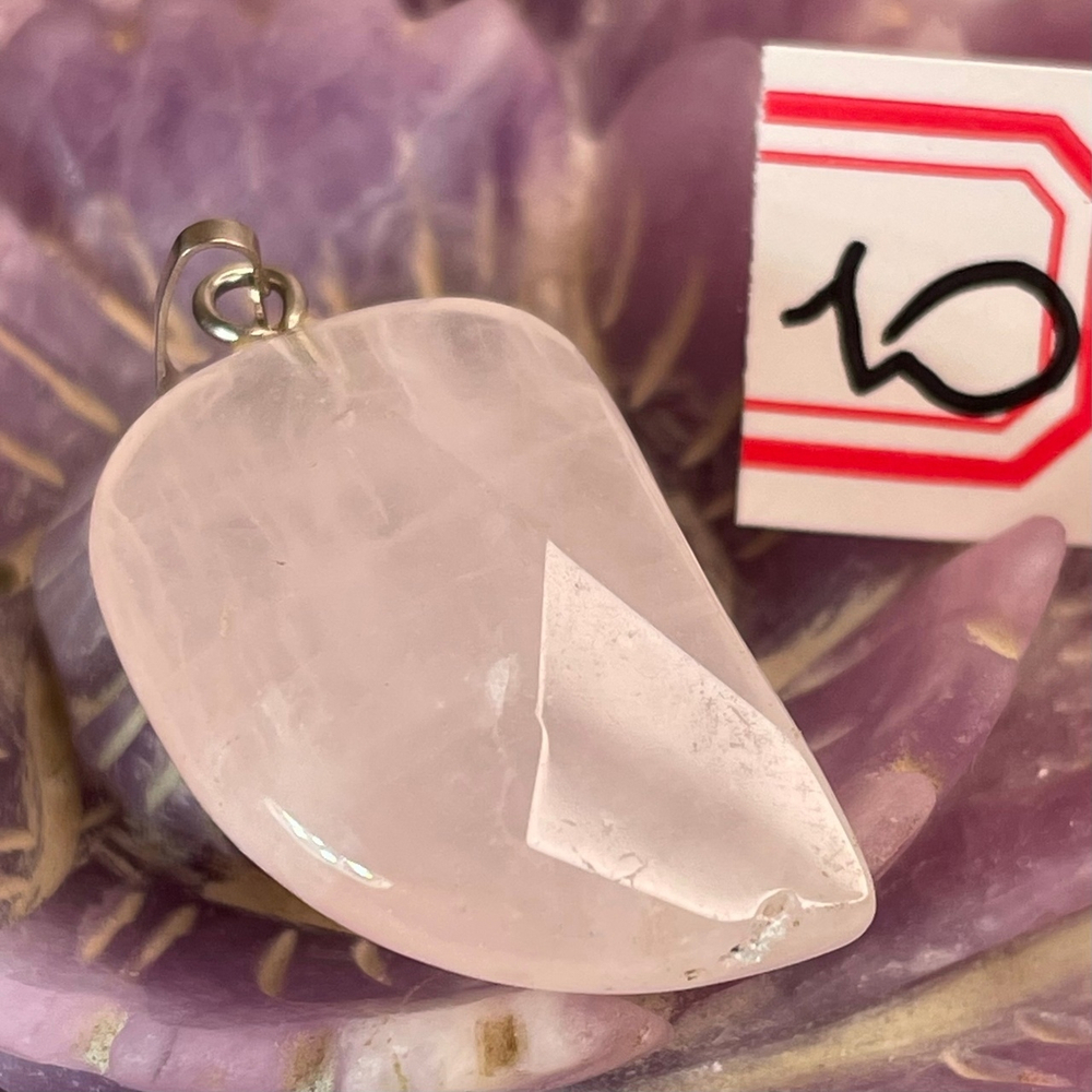 37158 Розовый кварц Кулон Листок 25мм