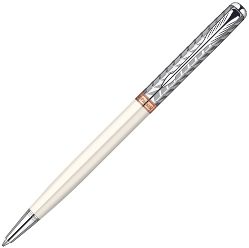 Шариковая ручка Parker Sonnet Slim, цвет - белый/серебро