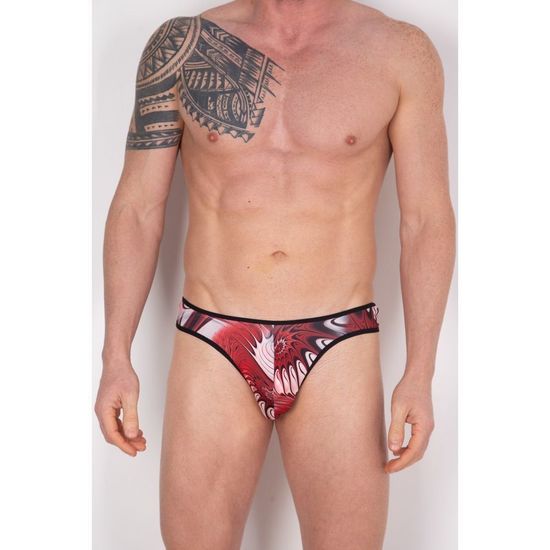 Мужские трусы стринги с разноцветным принтом и черной окантовкой Cosmos Colors CP10_BRW