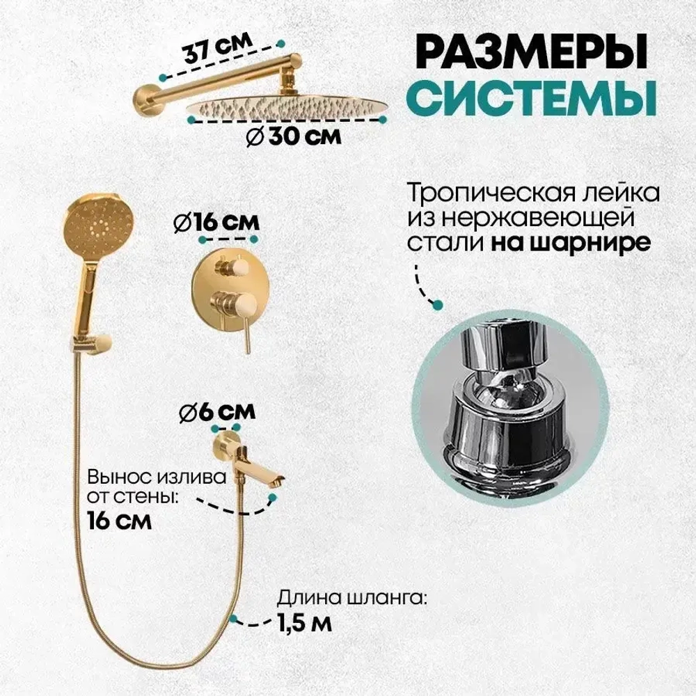 Душевая система Grocenberg GB5001 Золото