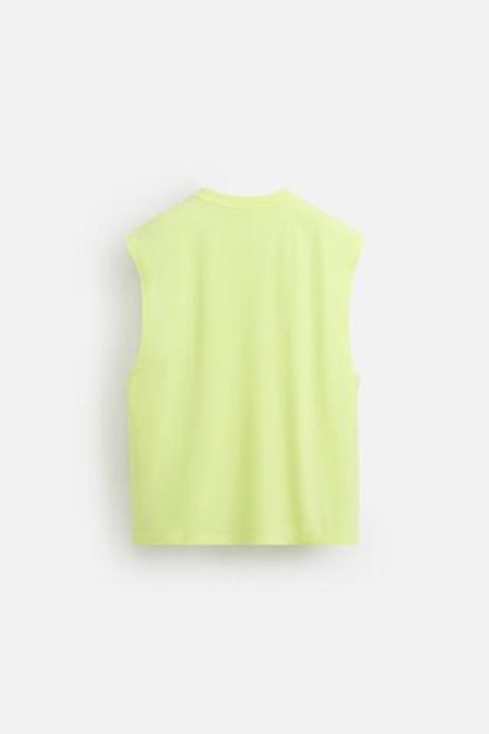 ZARA ФУТБОЛКА С РЕЛЬЕФНЫМ ПРИНТОМ, НЕОНОВО-ЖЕЛТЫЙ