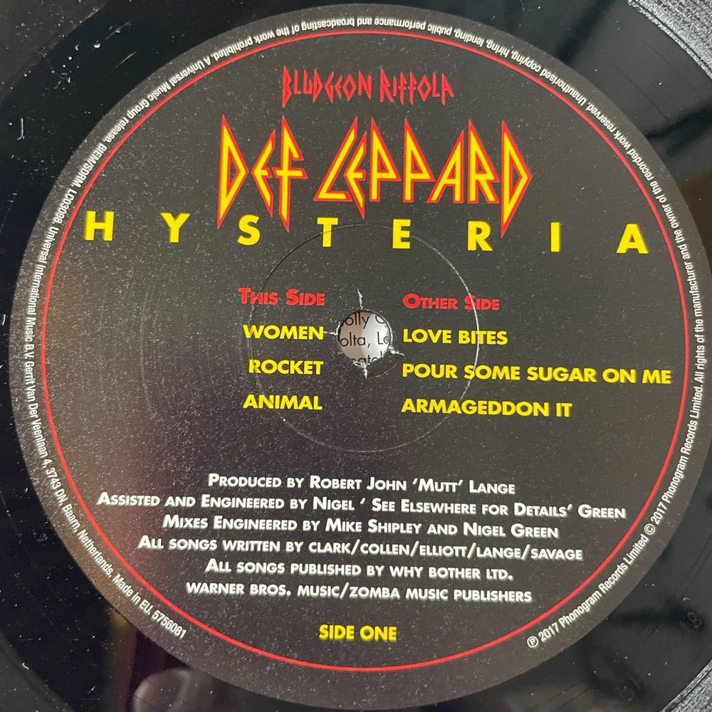 Винтажная виниловая пластинка LP Def Leppard Hysteria (Germany 2017) 2LP