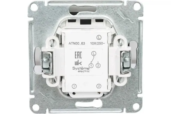 Выключатель Systeme Electric ATLASDESIGN 1-клавишный с индикатором проходной карбон 39133