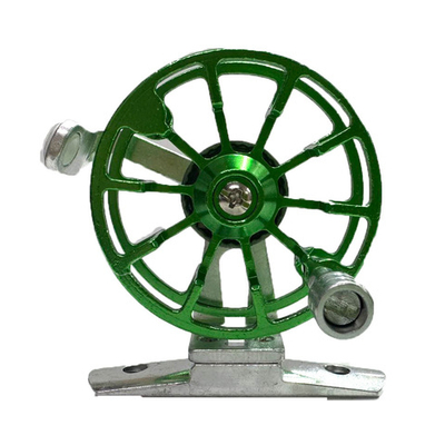 Катушка инерционная металлическая, зеленая