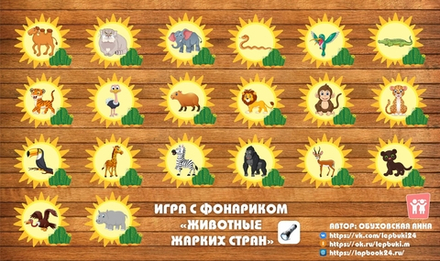 Игра с фонариком "Животные жарких стран"