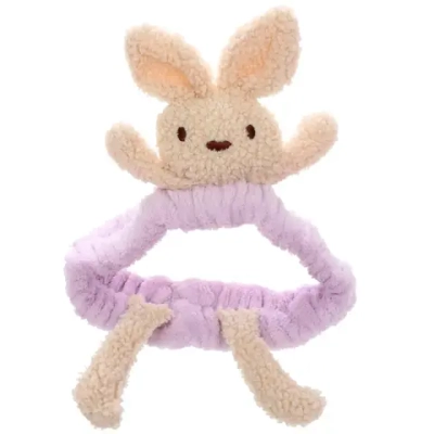 Повязка на голову косметическая «ДАЙМОНД Ми», зайки с лапками, цвет лавандовый, серый, и бежевый, 20*5.5см (ZIP пакет)