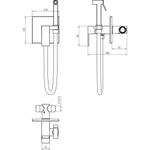 Гигиенический душ Boheme Qubic 477-G со смесителем, С ВНУТРЕННЕЙ ЧАСТЬЮ, shinny gold