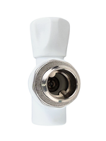 Кран шаровой для радиатора угловой PPR 25х3/4,  белый, РТП (40/1)