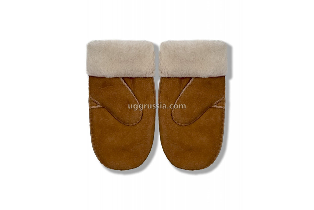 UGG Варежки Замшевые Женские Коричневые