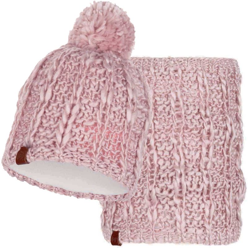 Комплект шарф-шапка вязаный с флисом Buff Liv Coral Pink Фото 1