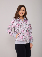 Толстовка К-184/серыймеланж-цветы