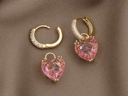 Серьги-Кольца  с подвесом Сердце