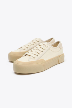 ZARA ТКАНЕВЫЕ КРОССОВКИ, ЭКРЮ