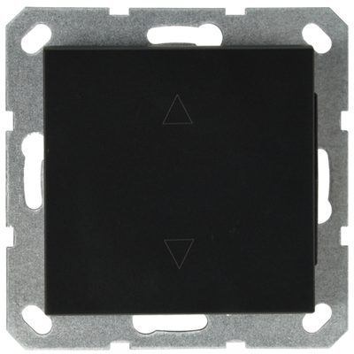 Выключатель одноклавишный для штор 10A 250V~ с накладкой, цвет черный матовый (soft touch)