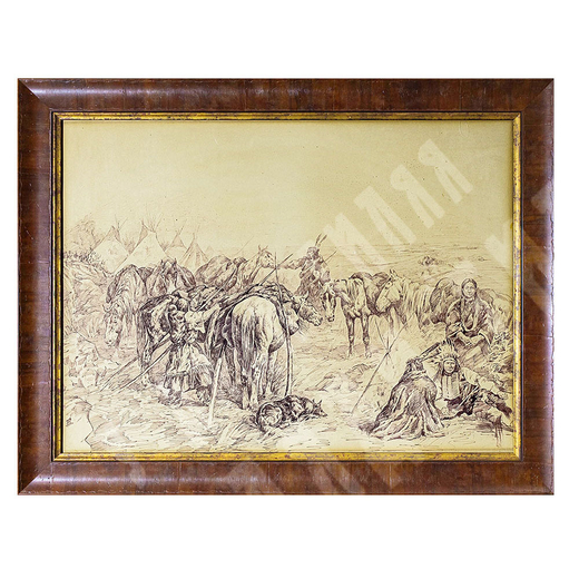 Н/х. Индейцы Сиу. Германия. 1900–1910. Бумага на картоне, тушь.