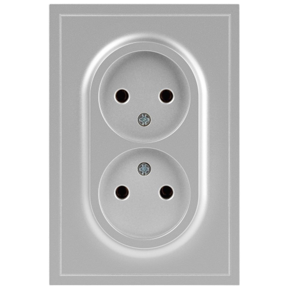 Розетка ЭРА Galaxy 15-2107-03 без заземления двойная 2X2P 16А-250В IP20 алюминий | Эра Galaxy