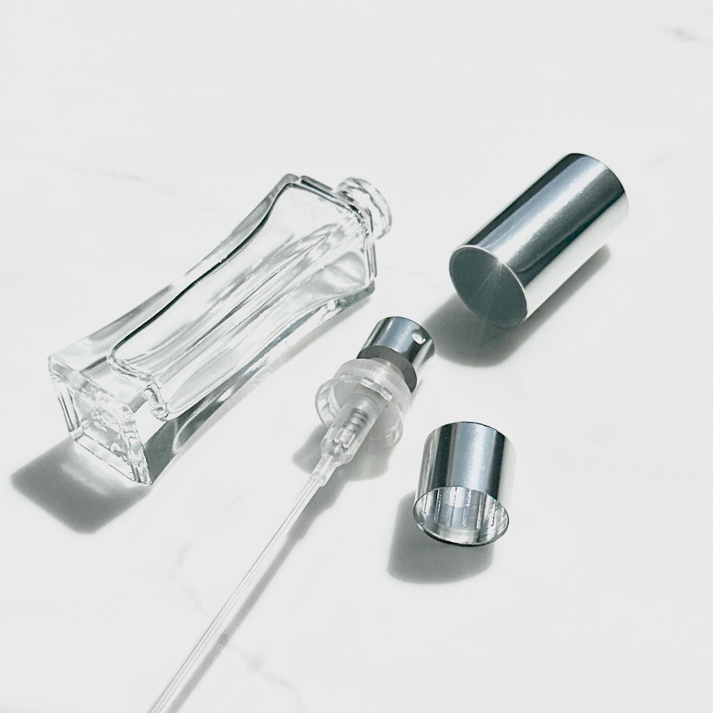 100 КОМПЛЕКТОВ: Флакон Gift 7,5 ml FEA 13, колпачок ALUCAP SILVER, спрей самозащелкивающийся SILVER с кольцом