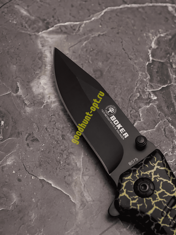 Складной нож тактический BOKER Черный с карабином