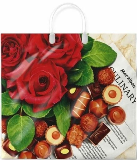 Пакеты с пластиковыми ручками "Марципан" 38х35+10см 90мкм (10/100шт)