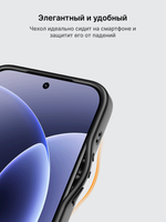 Чехол с Магсейф для Xiaomi 17 Ultra прозрачный матовый с черным бортом WLONS