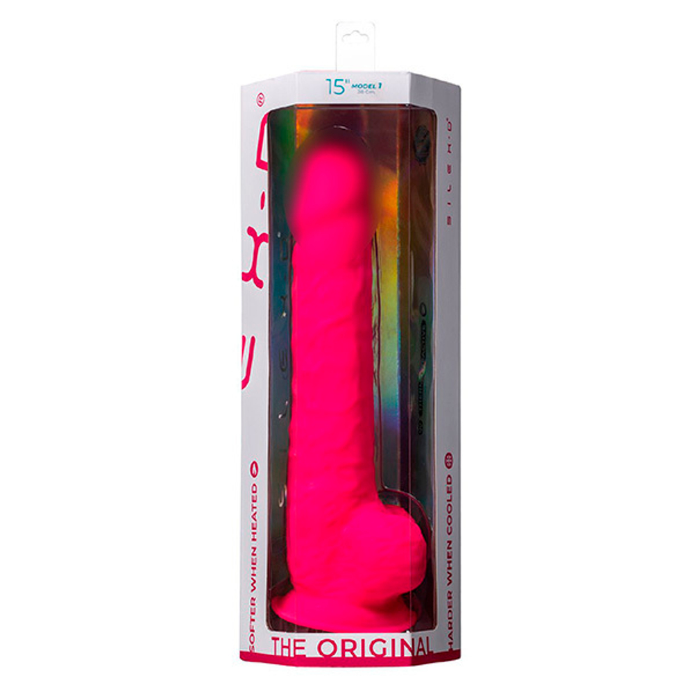 Ярко-розовый фаллоимитатор-гигант 38см SilexD Premium Silicone Dildo 15" Model 1