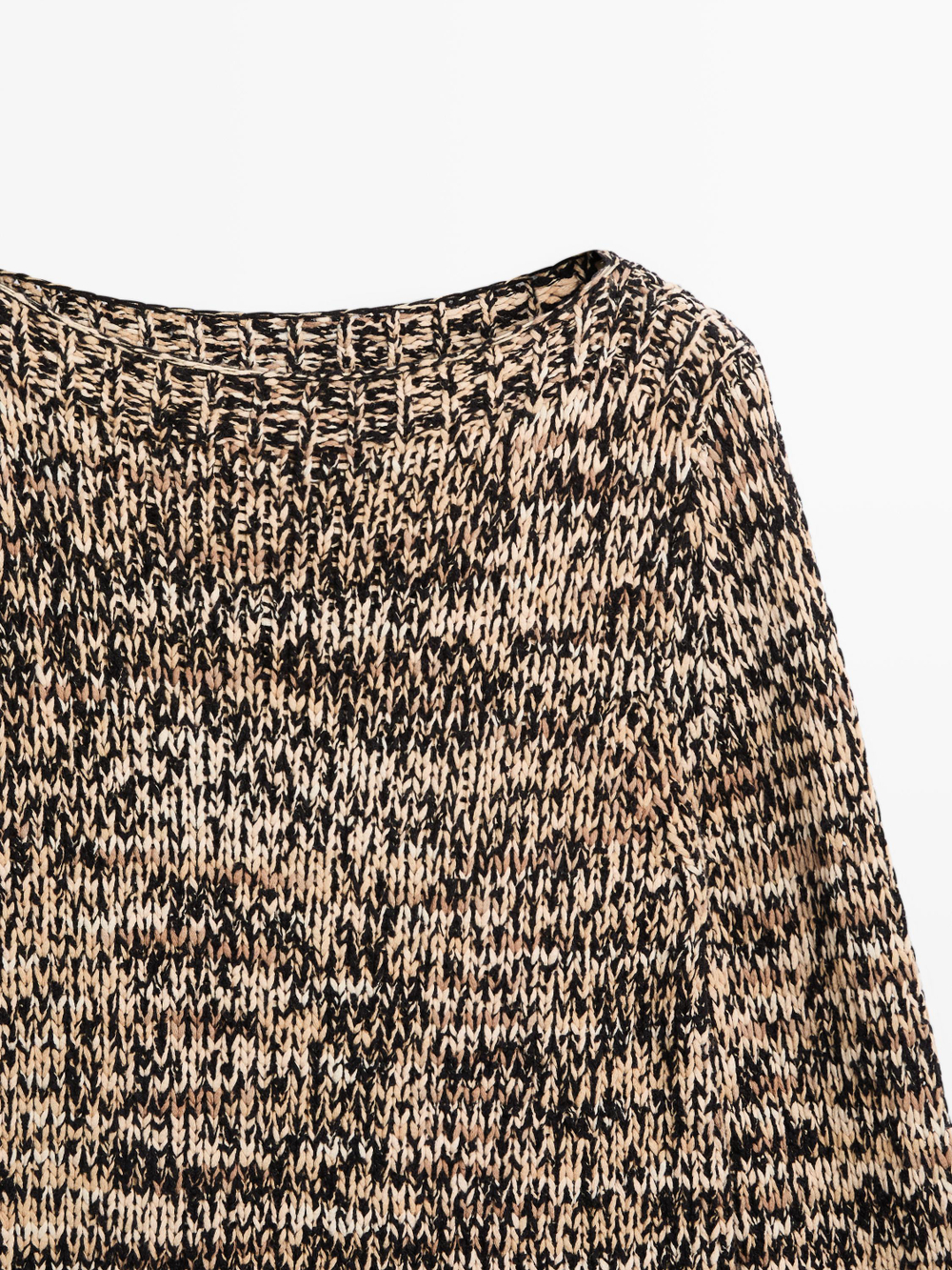 Massimo Dutti Свитер из смесового хлопка мулине, цвет верблюжьей шерсти