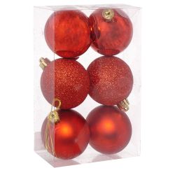 GAEM Набор из 6шт Украшение новогоднее Шар "Алое совершенство", D 6 см, L11,5 W6 H17 см