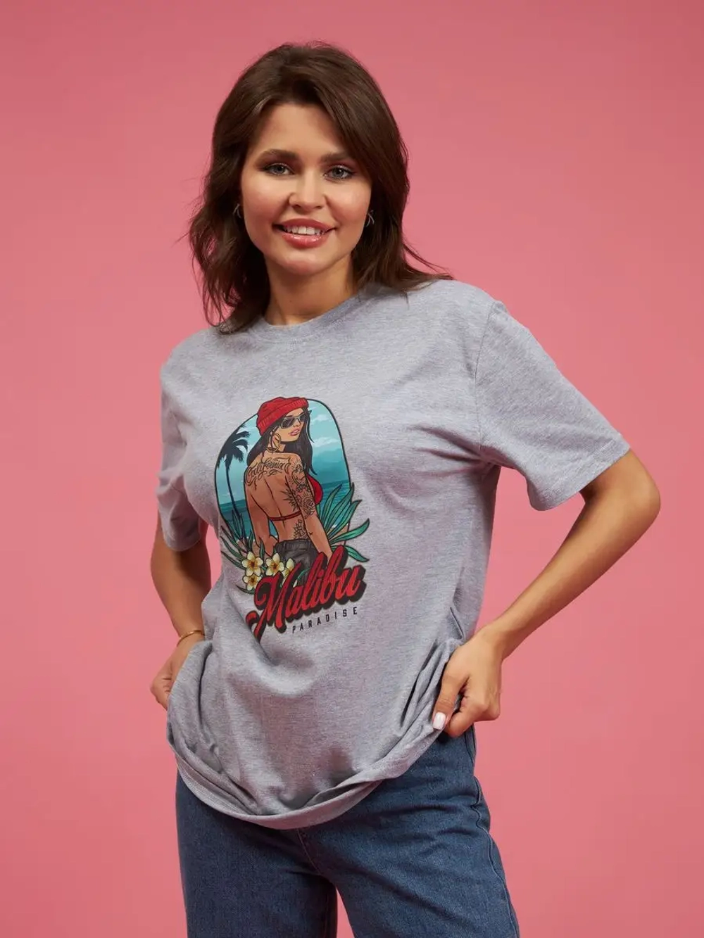 Футболка оверсайз женская мужская с принтом Малибу