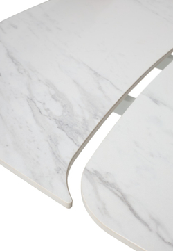 Стол CALVIN 180 SEMI-POLISHED SNOW CARRARA SOLID CERAMIC / Серый дуб, ®DISAUR