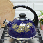 Чайник 2,5л со свистком, консольная ручка, синий/олимпия