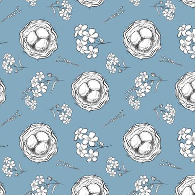 Пасхальный орнамент с цветами и яйцами