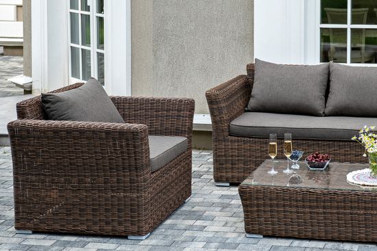 "Капучино" лаунж-зона из искусственного ротанга, цвет коричневый