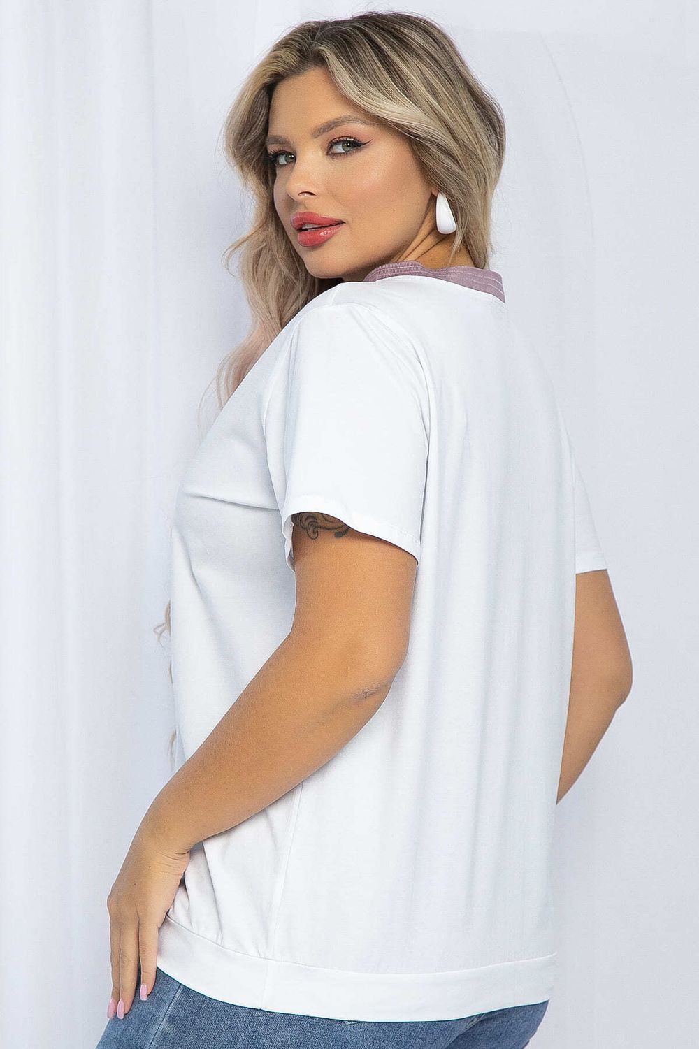 Блуза Лотус (бело-лиловая) Б13161-20М LT Collection