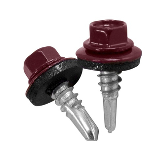 Саморезы 19х5,5 мм вишнёвые  кровельные с буром RAL 3005 (150)