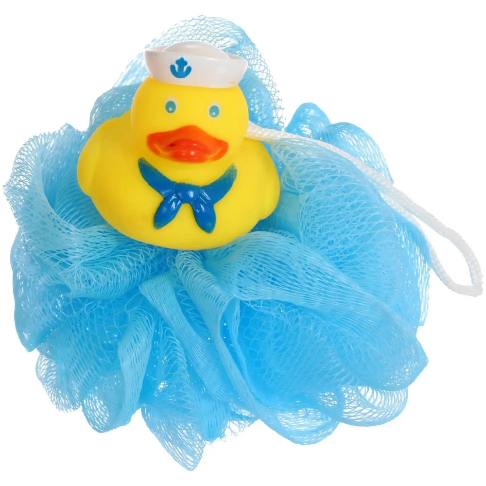 Мочалка-шар для тела полипропиленовая детская «Baby Boom - Мистер Пупсик Утя», цвет голубой, 20гр, d-11см