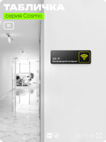 Табличка WI-FI Free, для офиса, кафе, ресторана, отеля, 30 х 10 см, черная, Айдентика Технолоджи