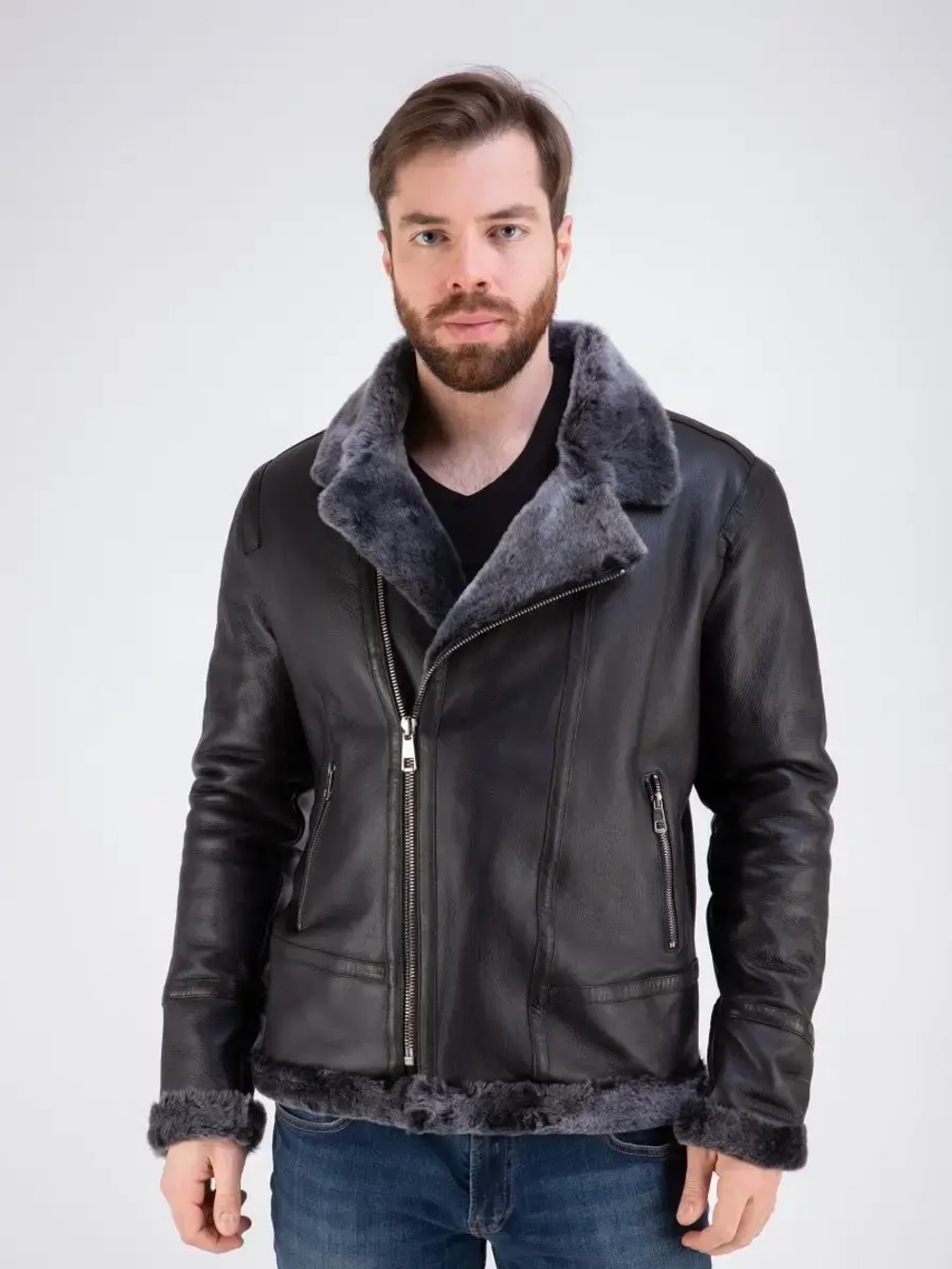 Дубленка мужская натуральная авиатор зимняя Турция