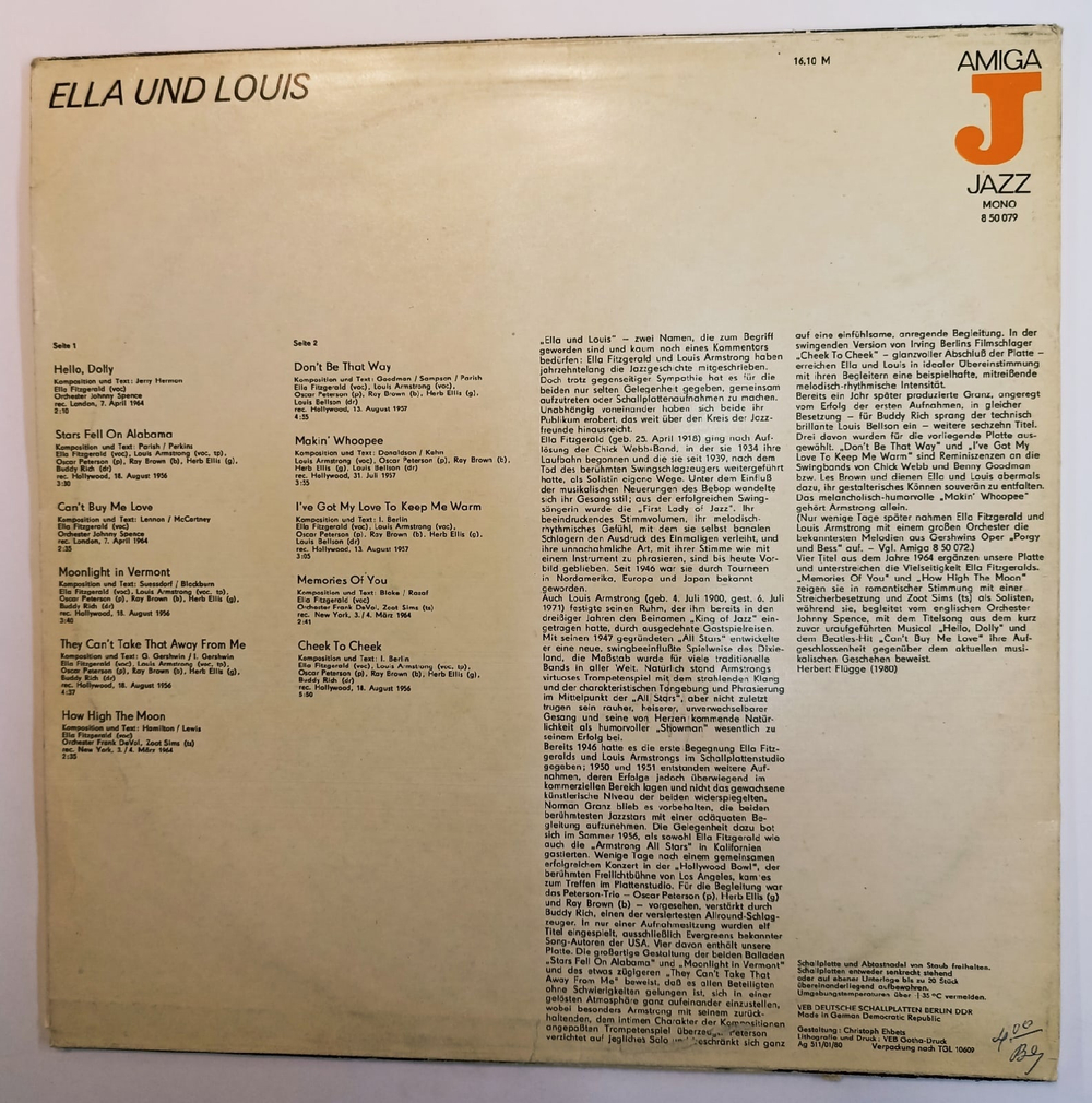 Ella Fitzgerald Und Louis Armstrong Ella Und Louis