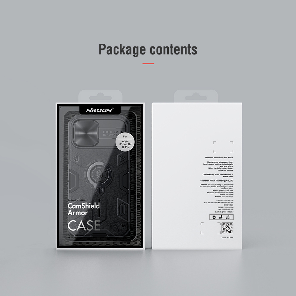 Чехол для iPhone 12 и 12 Pro от Nillkin серии CamShield Armor Case с кольцом и защитной шторкой для задней камеры