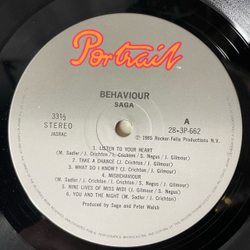 Винтажная виниловая пластинка LP Saga Behaviour (Япония 1985) (Без Оби)