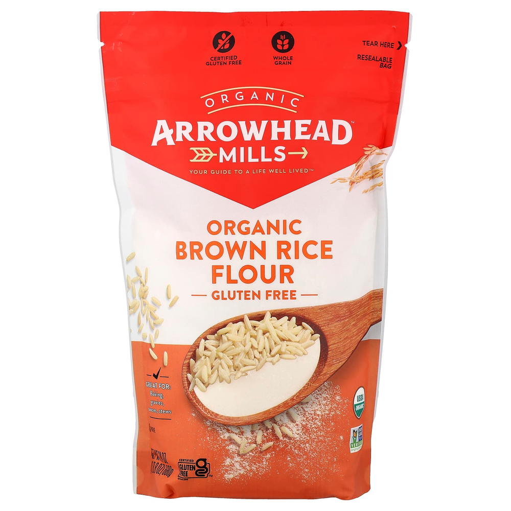 Arrowhead Mills, мука из органического коричневого риса, без глютена, 680 г (24 унции)