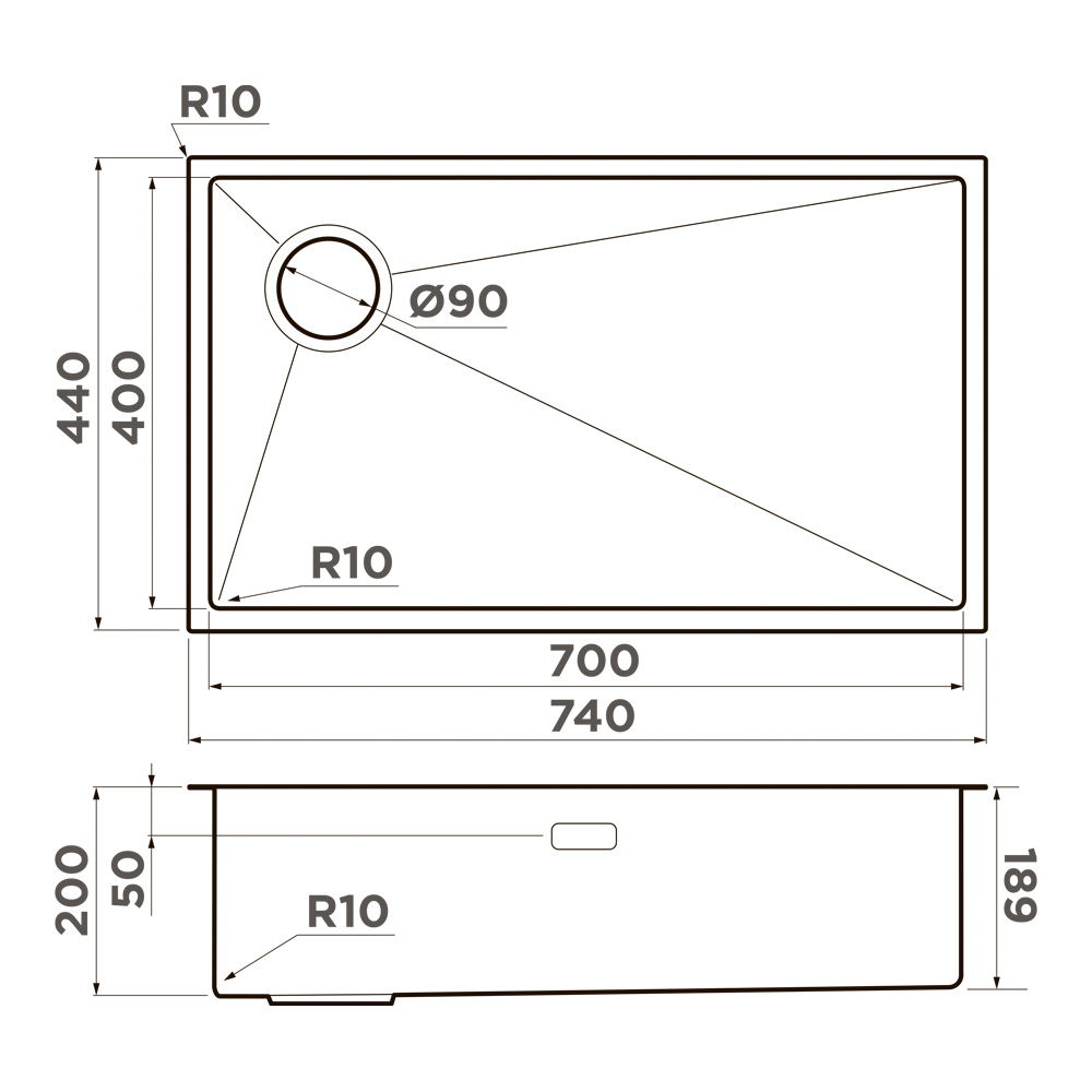 Кухонная мойка Omoikiri Taki 74-U/IF-L-GB Side