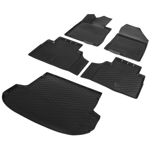 Коврики в салон и багажник автомобиля (комплект) Rival для Hyundai Santa Fe IV поколение (5 мест) 2018-2021, полиуретан, 5 частей, K12306006-4