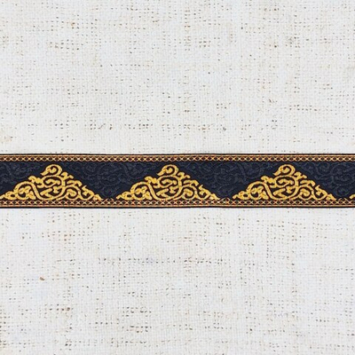 Тесьма жаккард, ш. 3,2 см, чёрный с тёмным золотом