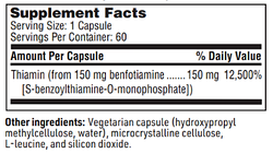 Benfotiamine 60 капсул Klaire Labs / SFI Health