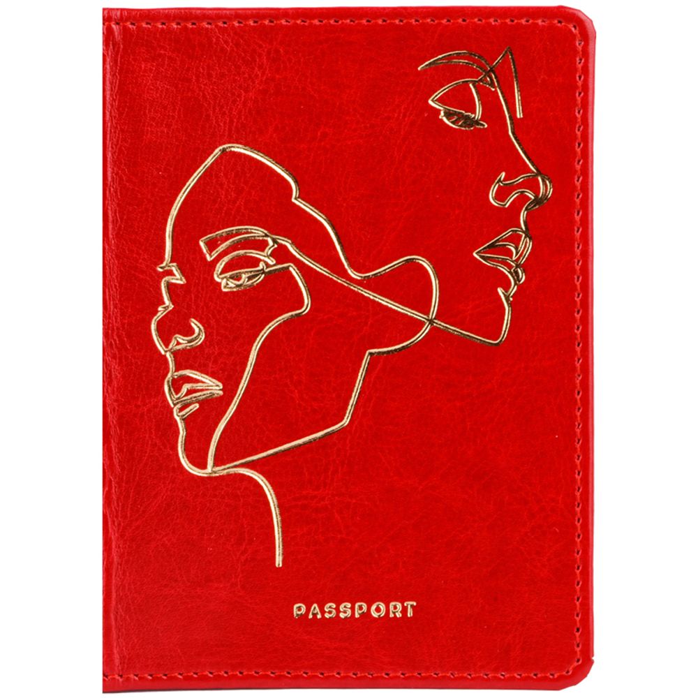 Обложка для паспорта OfficeSpace &quot;Life line&quot;, иск. кожа, красный, тиснение фольгой
