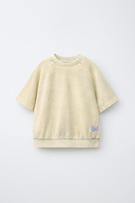 ZARA ФУТБОЛКА GARMENT DYE, ЭКРЮ