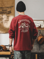 Мужская футболка с длинным рукавом из чистого хлопка весна-осень,плотность 260 г, принт в горном стиле, трендовая модель