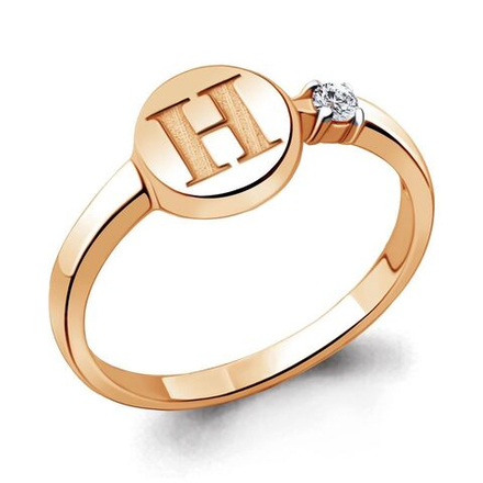 Кольцо серебряное с буквой В