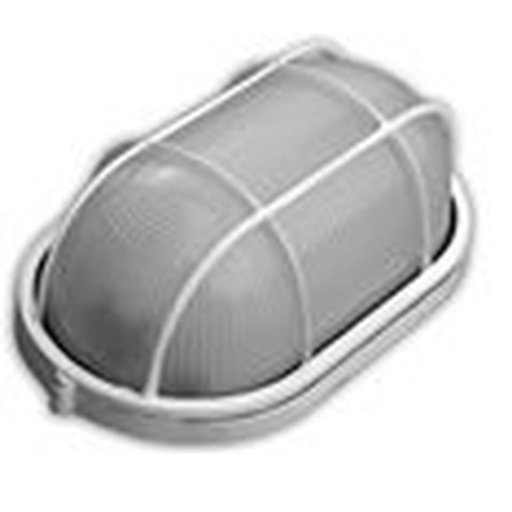 Светильник ЭРА НБП 04-60-002 Акватермо алюминий/стекло решетка IP54 E27 max 60Вт 212х105 овал белый | Светильники ЖКХ IP54